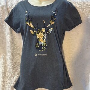 John Deere Women's Gray Graphic Top